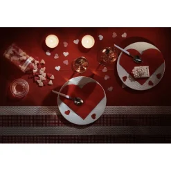 Lot de 12 serviettes en papier coeur rouge