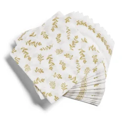 Lot de 20 serviettes en papier blanc motif confetti doré 40x40cm