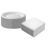 Lot de 100 serviettes papier et 50 assiettes en carton blanc