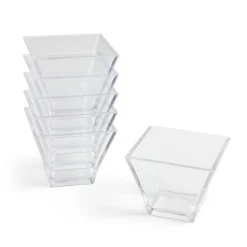 Lot de 6 verrines 88ml en plastique transparent 6x6xH5cm