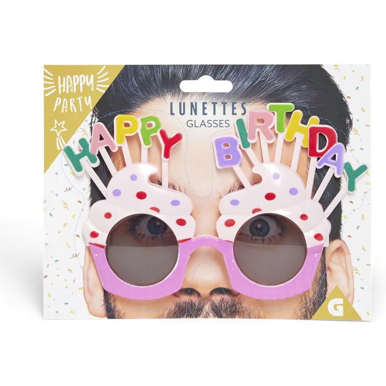 Lunettes anniversaire Happy Birthday cupcake