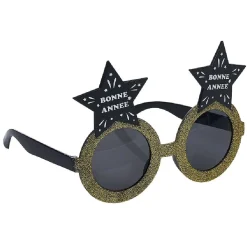 Lunettes Bonne année en forme d'étoile noir et argenté