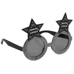 Lunettes Bonne année en forme d'étoile noir et argenté