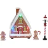 Maison lumineuse de Noël design pain d'épices avec 3 figurines