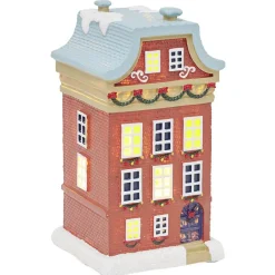 Maison lumineuse de Noël nordique rouge H15,3cm