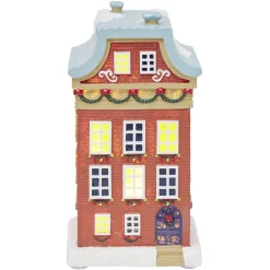Maison lumineuse de Noël nordique rouge H15,3cm