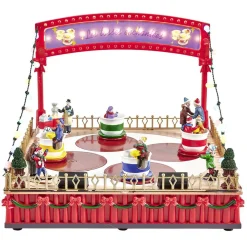 Manège tasse enchantée animé lumineux musical village de Noël