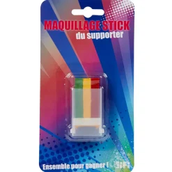 Maquillage stick minéral tricolore vert jaune rouge