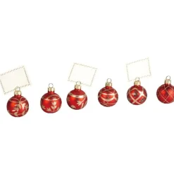 Marque place boule de Noel X6 rouge