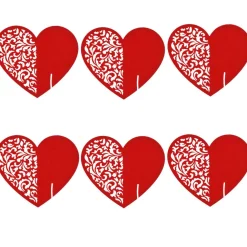 Marque place forme coeur rouge x6