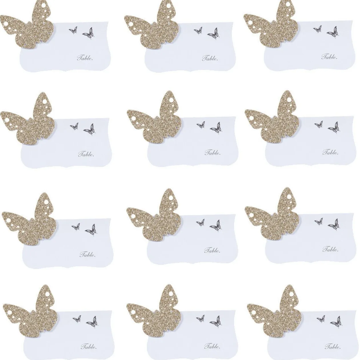 Marque place papillon doré x12