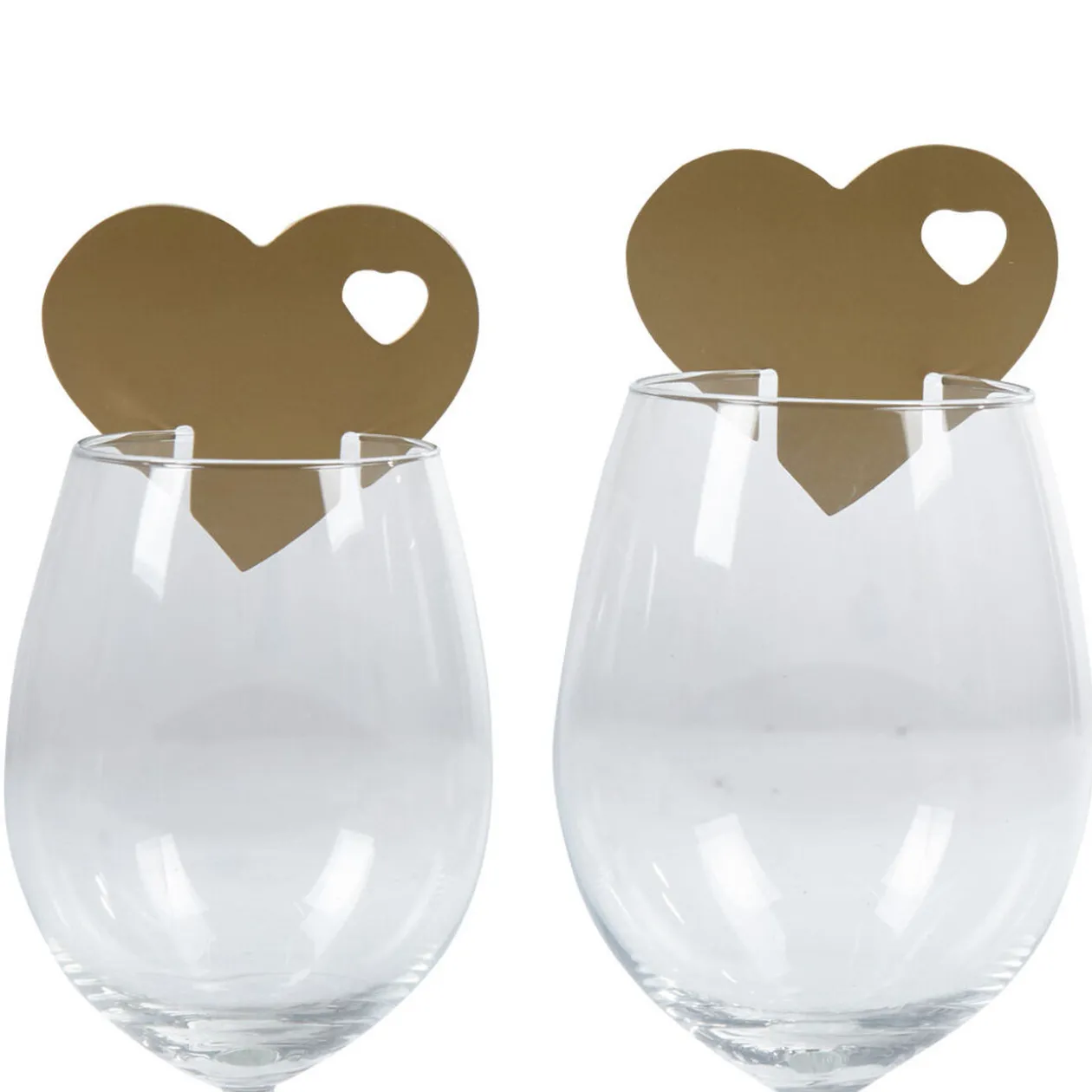 Marque verre coeur doré x10