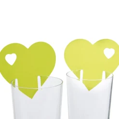 Marque verre coeur vert anis x10