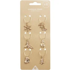 Marque verre en zinc thème Noël doré 6 pièces