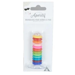 Marqueur multicolore rond pour verre à pied x12