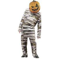 Masque adulte Halloween grosse tête de citrouille orange et noir