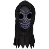 Masque adulte Halloween tête de mort LED avec cagoule noir