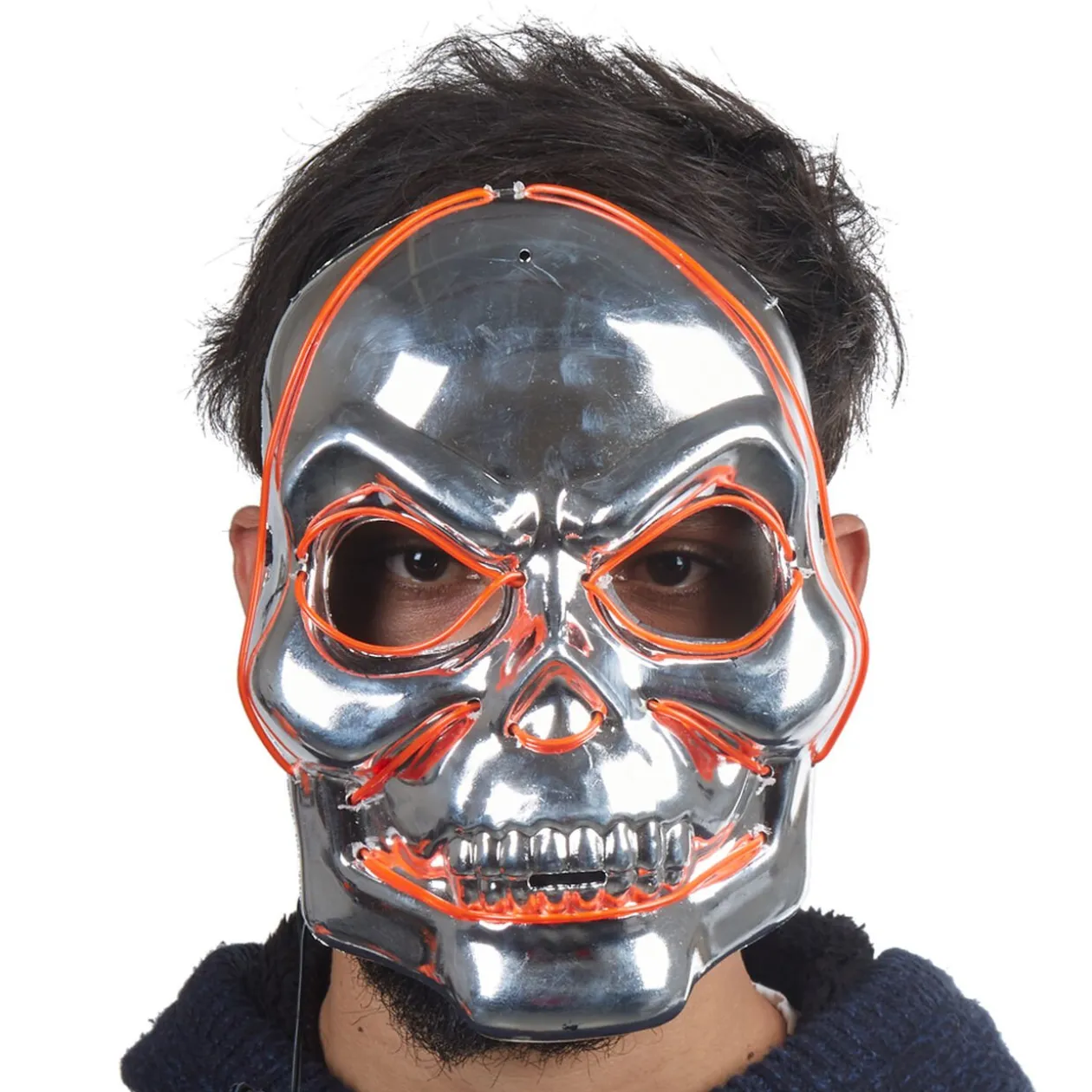 Masque crâne de fer lumineux adulte
