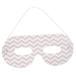 Masque de fête motif zig zag blanc et rose en carton x 8