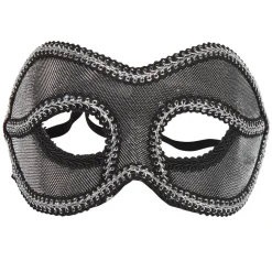 Masque loup vénitien noir et gris argenté
