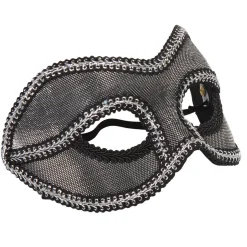 Masque loup vénitien noir et gris argenté