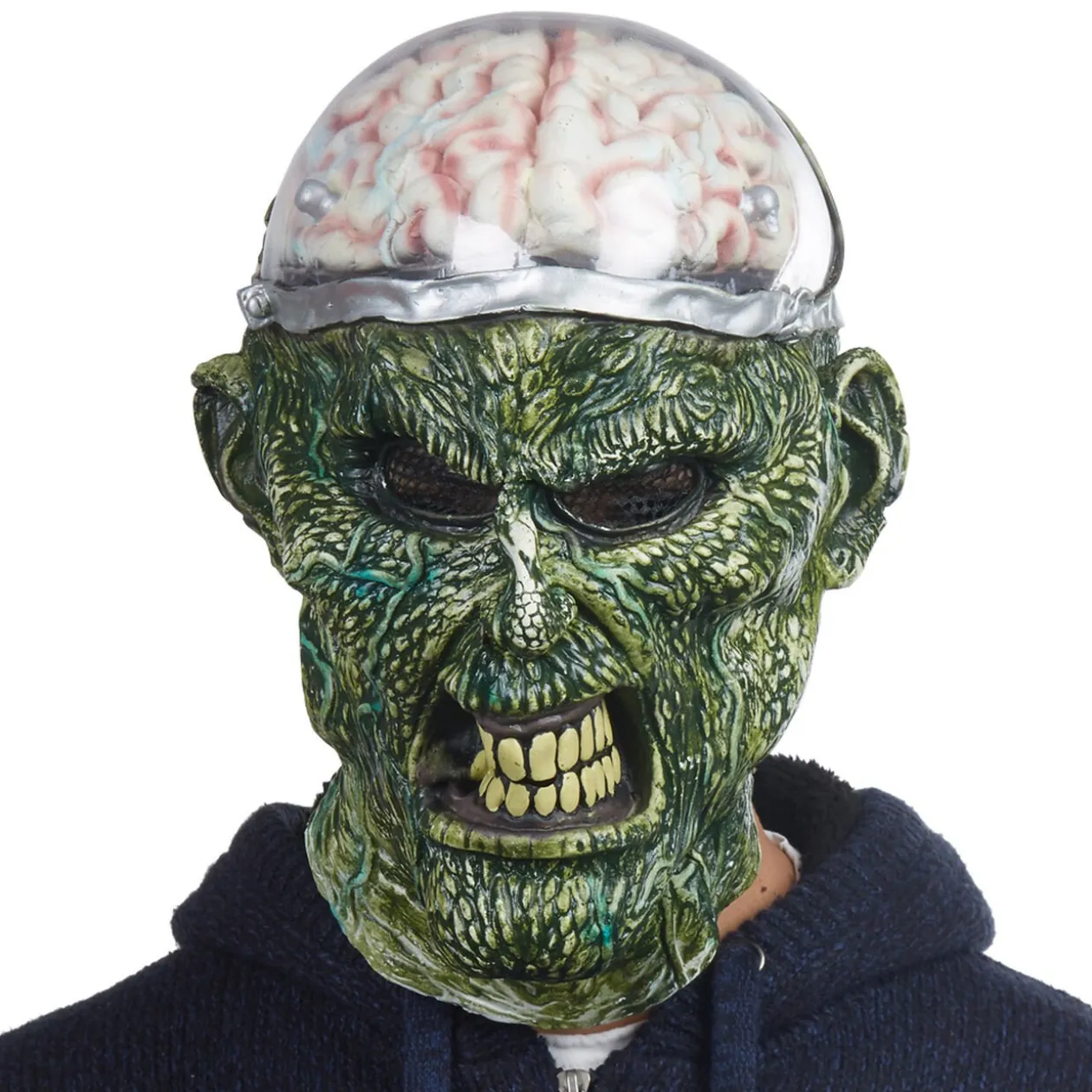 Masque monstre vert cervelle lumineuse adulte
