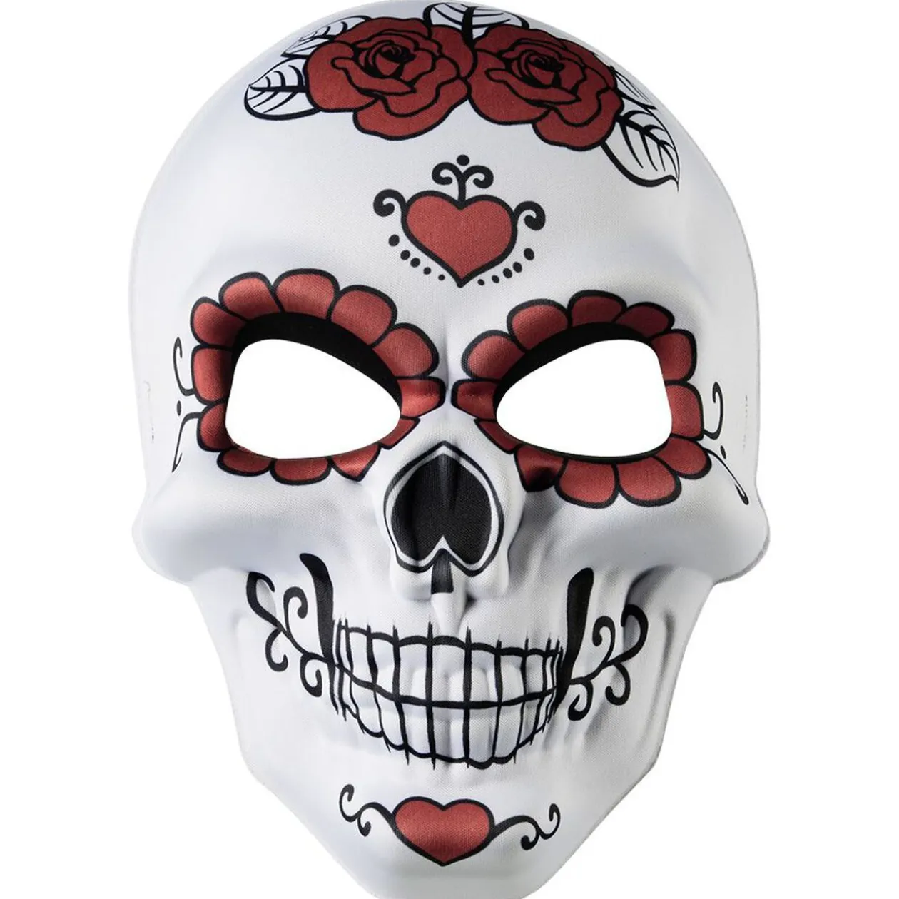 Masque squelette adulte jour des morts calavera fleur rouge et noir