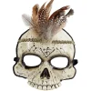 Masque squelette vaudou avec plumes