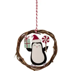 Mini couronne Noël à suspendre en bois Ø9 cm