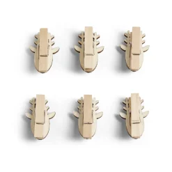 Mini pince en bois forme tête de renne rouge et dorée 6 pièces