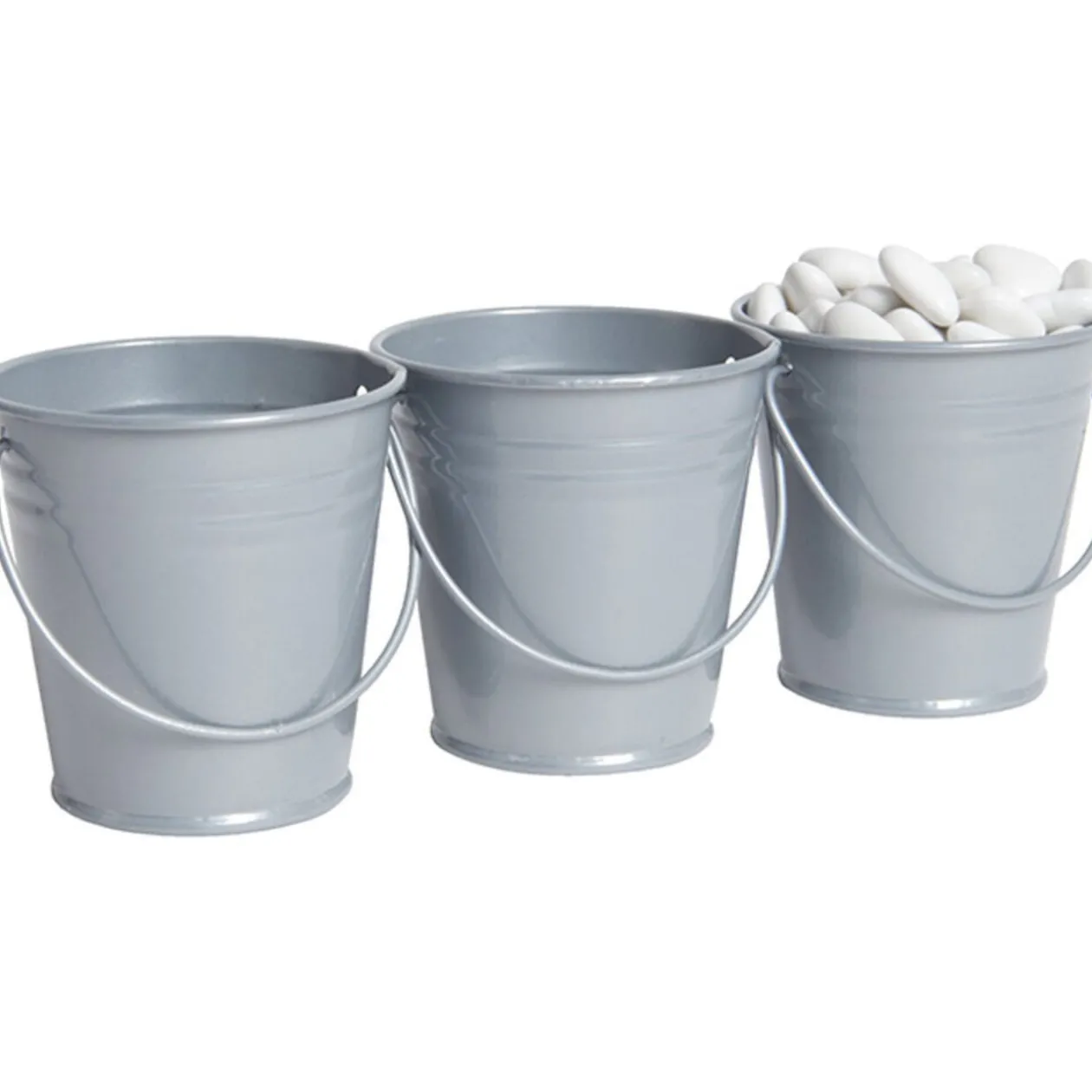 Mini seau argenté x3