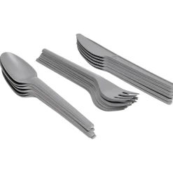 Ménagère réutilisable gris 18 couverts à base d'amidon de maïs