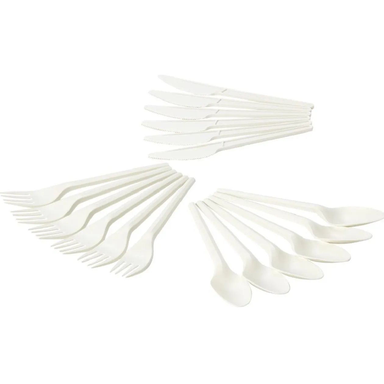 Ménagère réutilisable en amidon de maïs 6 personnes blanc