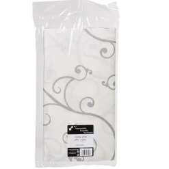 Nappe blanche motif branche argentée effet satin