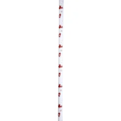 Nappe damassée blanche avec motif de Noel rouge en papier