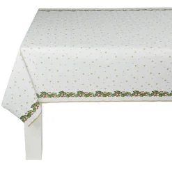 Nappe damassée blanche bordure houx
