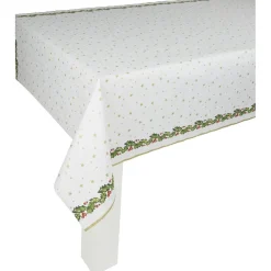 Nappe damassée blanche bordure houx