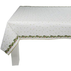 Nappe damassée blanche bordure houx