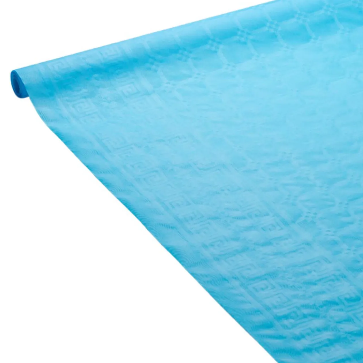Nappe damassée bleu clair en papier 6 m