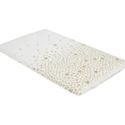 Nappe de Noël pliée blanche motif étoiles dorées