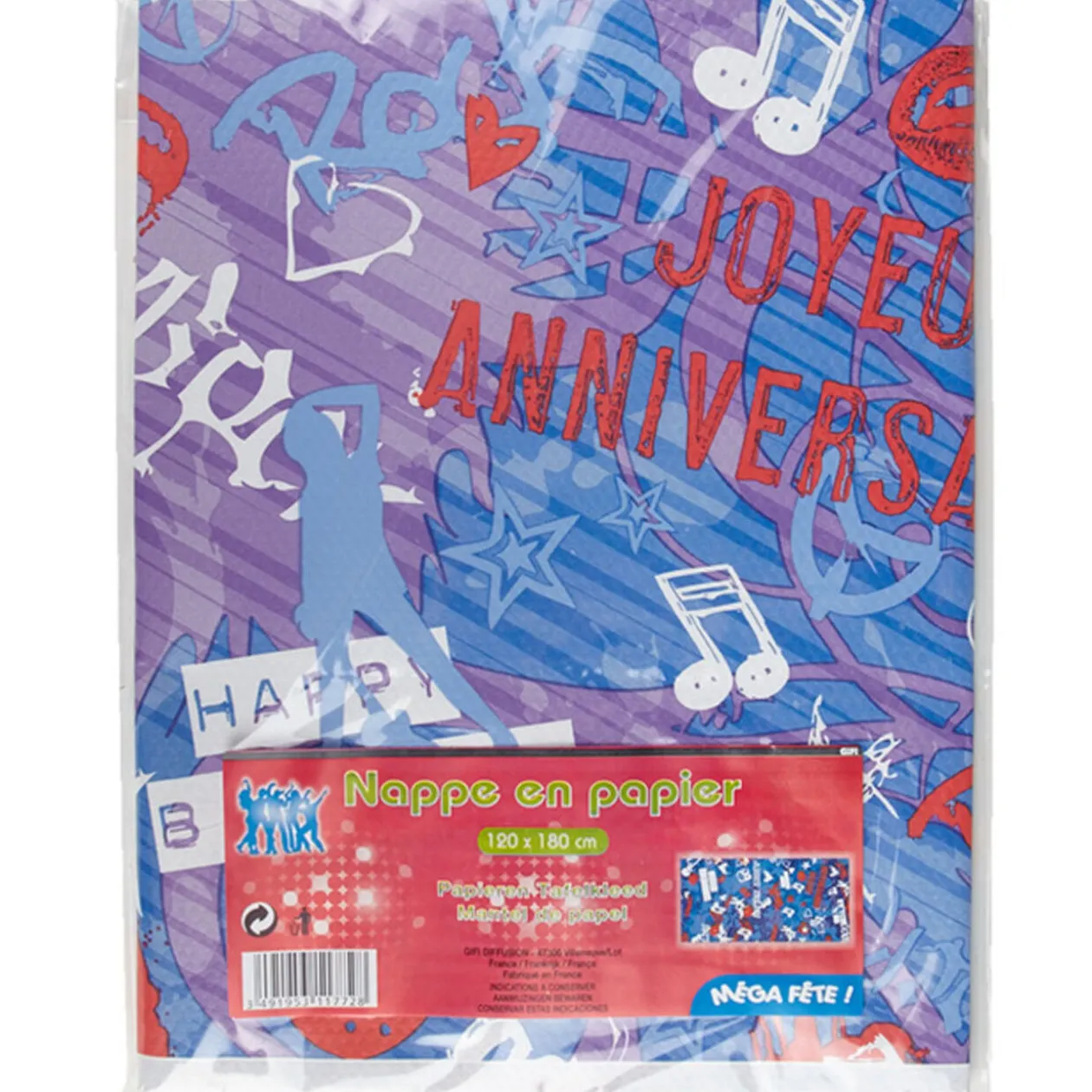 Nappe en papier anniversaire design rock