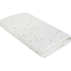 Nappe pliée blanche motif étoiles argentées