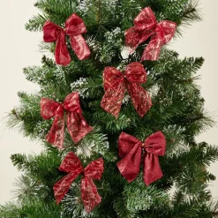 Noeud à suspendre en tissu rouge x6