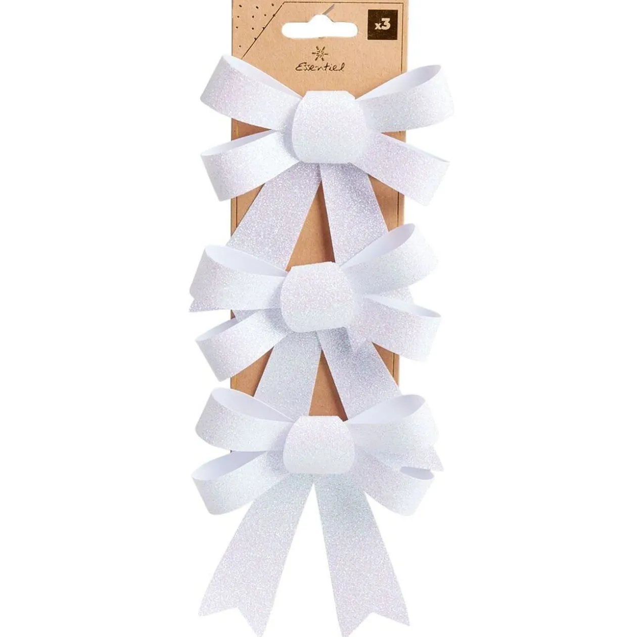 Noeud à suspendre pailleté blanc iridescent x3