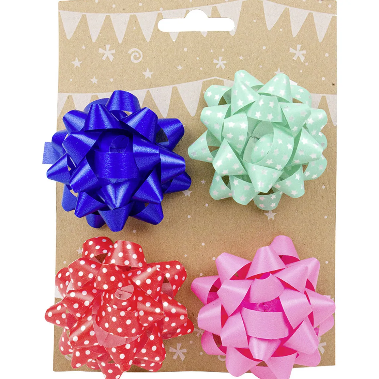 Noeud adhésif multicolore emballage cadeau x4