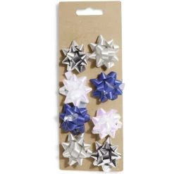 Noeud bolduc argenté blanc bleu x8