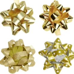 Noeud brillant blanc noir doré pour emballage cadeau x8