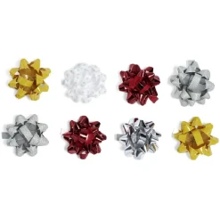 Noeud brillant doré blanc rouge gris pour emballage cadeau x8