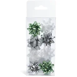 Noeud cadeau blanc vert gris x8