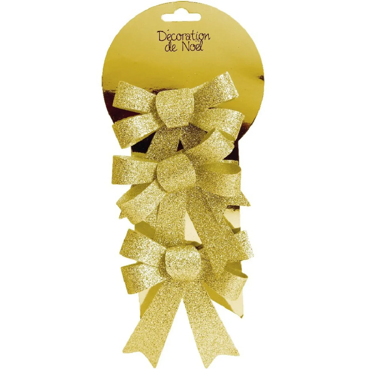 Noeud de Noël doré à suspendre x3